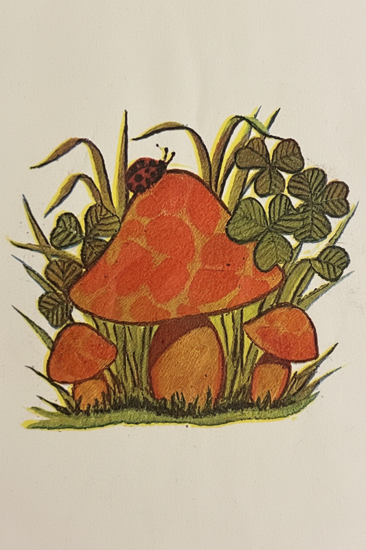 Dennison Three Mushrooms Vintage Sticker