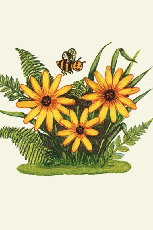 Dennison Flowers and a Bee Vintage Sticker