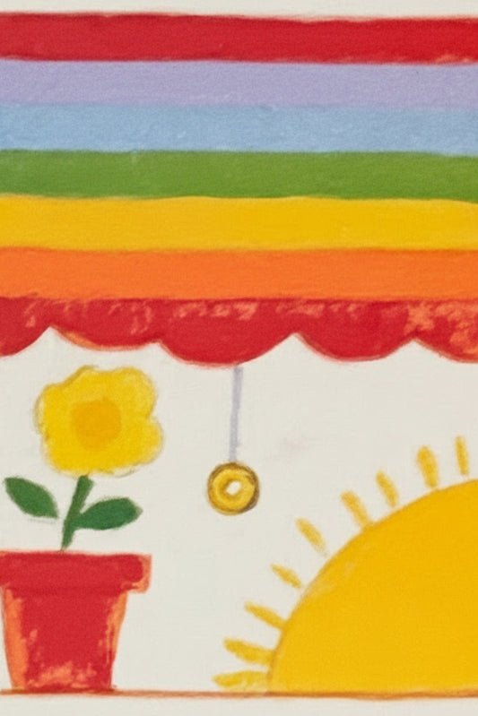 Vintage Flower and Pot Rainbow Sun Sticker