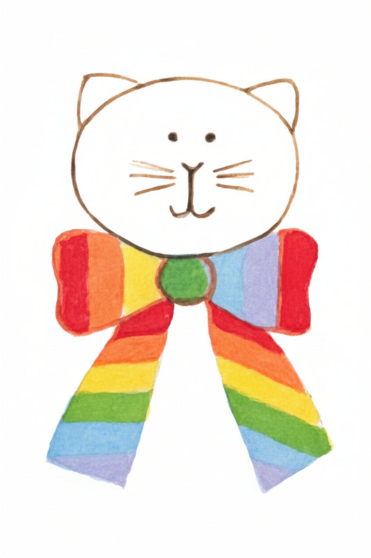 Vintage Cat with a Rainbow Tie Sticker