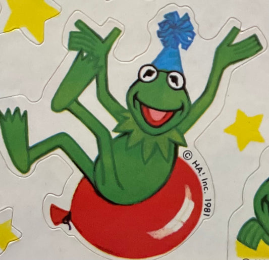 Kermit Flying High with a Balloon Sticker
