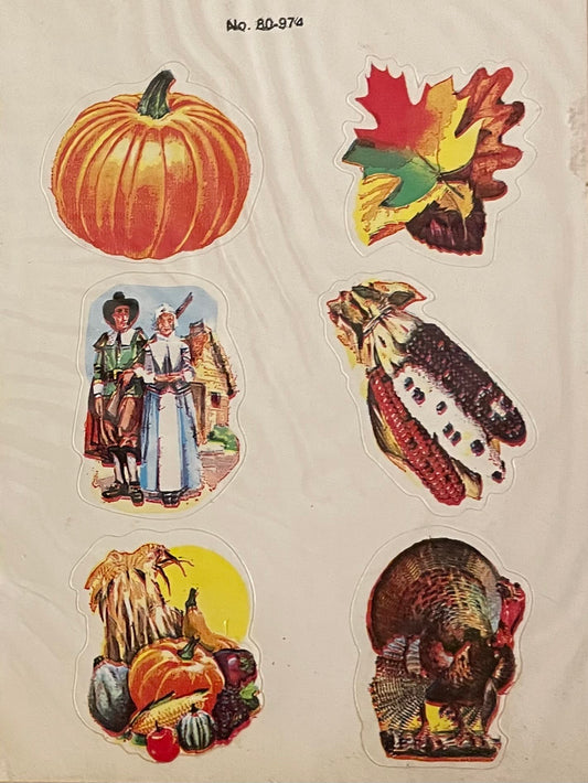 Vintage Dennison Thanksgiving Stickers #80-974