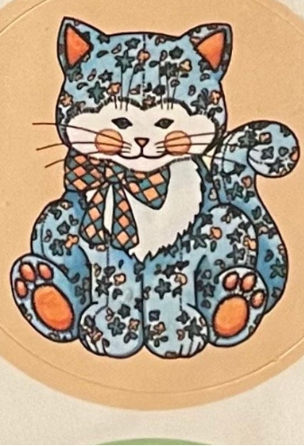 Vintage Blue Floral Cat Sticker