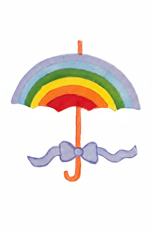 Vintages Rainbow Umbrella Sticker